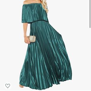 Emerald Green Maxi Dress | Off the Shoulder